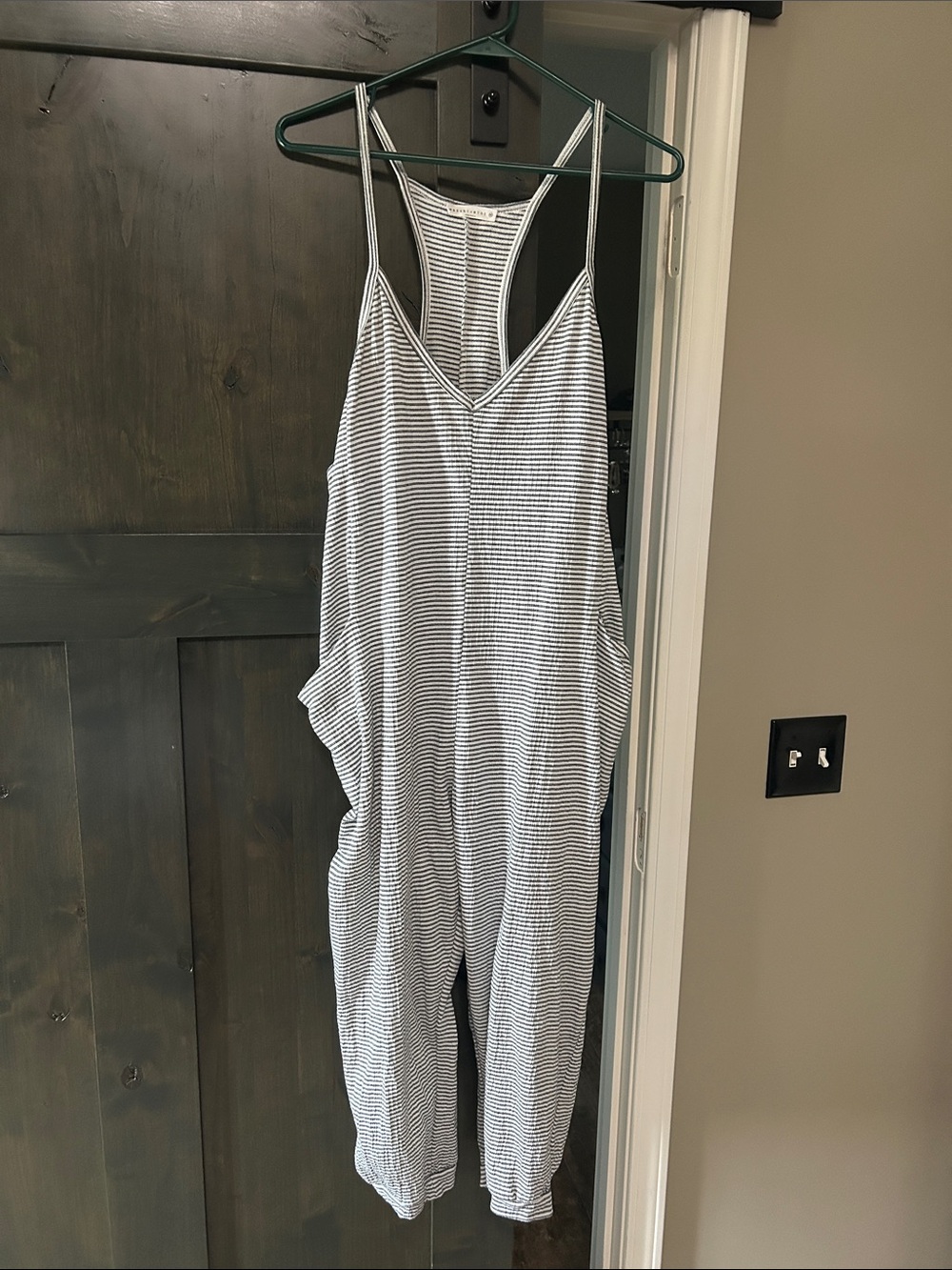 Striped Sleeveless Racerback Jumpsuit in Black & White